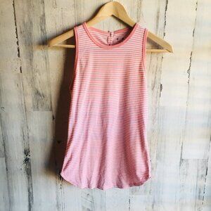 NWOT Three Dots Knit  Tank Top Pink White Stripes Preppy Minimalist S